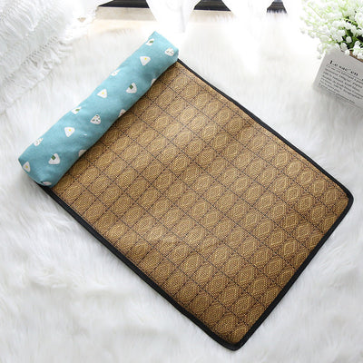 Summer Rattan Pet Mat Pillow Cushion Cooling Cat Litter Mat Ice Pad