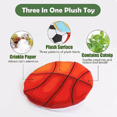 Catnip Toys For Indoor Cats Adult And Kitten Interactive Cat Flying Disc Toy Cat Plush Rubbing Toys With Cat Nips And Mylar Crinkle Sound Cat Chew Toy And Kitten Teething Toy