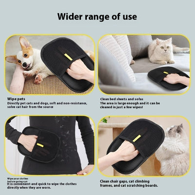Petzystar Pet Hair Remover Mitt Pet Hair Remover Gloves Deshedding Brush Glove For Dog Cat Rabbit With Long Short Curly Hair