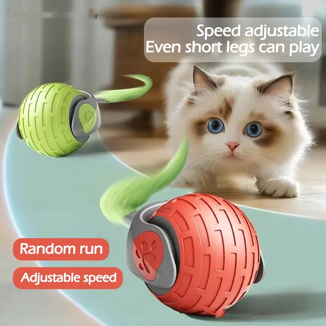 Petzystar New Interactive Cat Toys Ball Auto Electric Rolling Ball Toys For Cat Kitty Pets Smart Automatic Teaser USB Rechargeable Cat Toy Pet Products