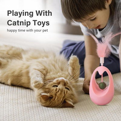 Catnip Toys For Cats Tumbler Cat Toy With Edible Catnip Balls Interactive Funny Toy Indoor With Feathers Exercise Plaything For All Breeds