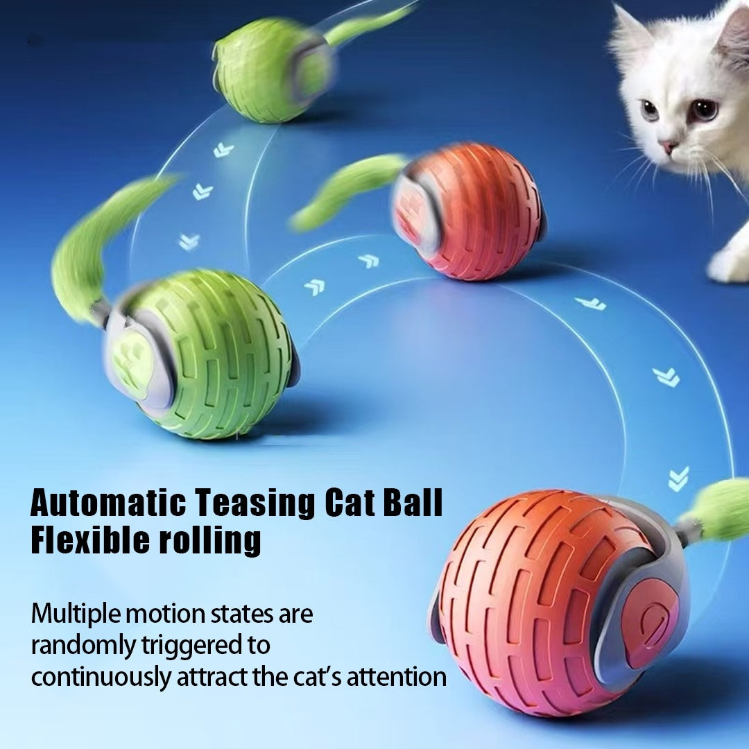 Petzystar New Interactive Cat Toys Ball Auto Electric Rolling Ball Toys For Cat Kitty Pets Smart Automatic Teaser USB Rechargeable Cat Toy Pet Products