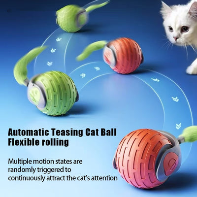 Petzystar New Interactive Cat Toys Ball Auto Electric Rolling Ball Toys For Cat Kitty Pets Smart Automatic Teaser USB Rechargeable Cat Toy Pet Products