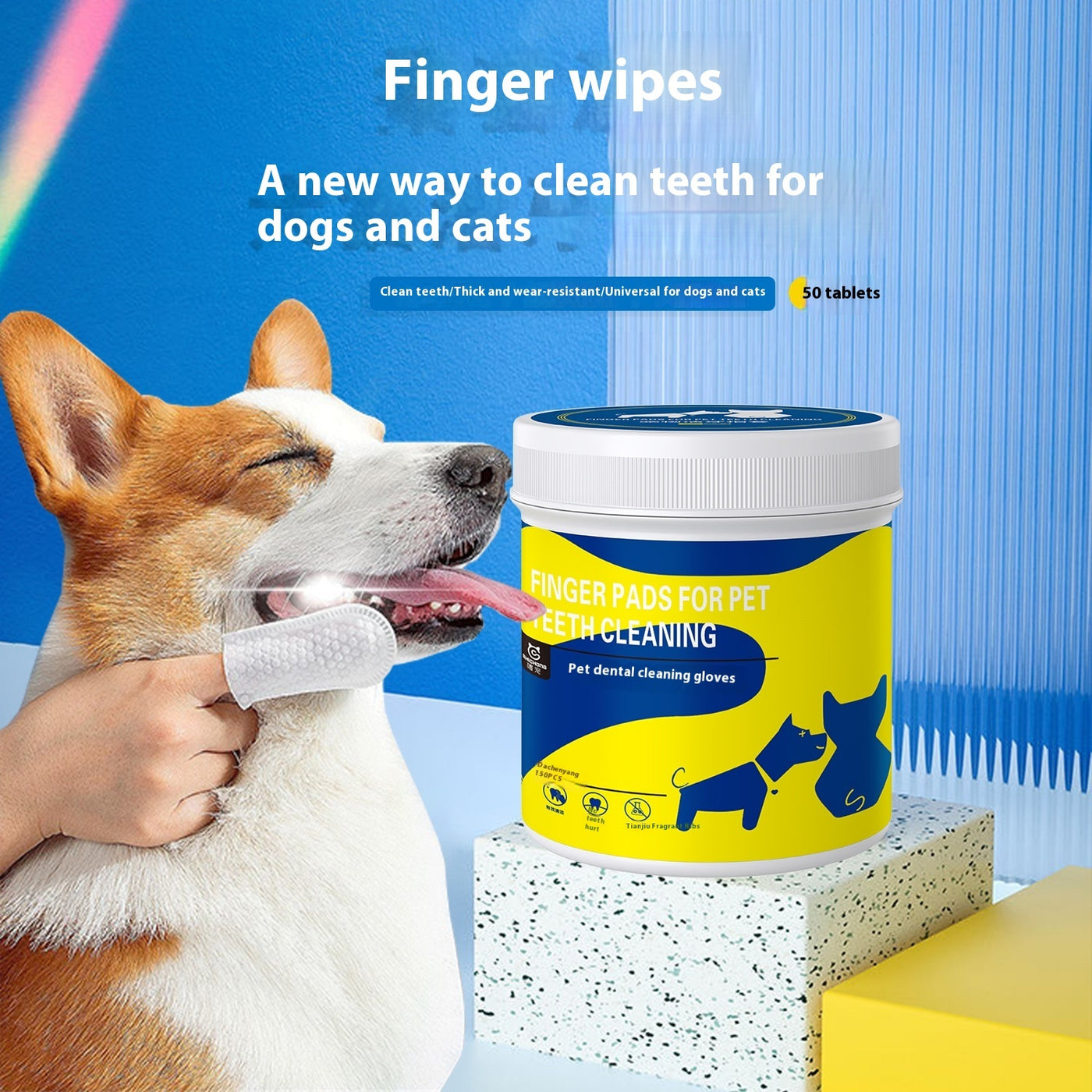Pet Teeth Cleaning Finger Stall Wipes Cleaning Teeth Anti-halitosis Gas